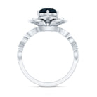 London Blue Topaz and Diamond Cocktail Flower Engagement Ring AAA - Rosec Jewels