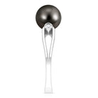 Solitaire Tahitian Pearl Contemporary Engagement Ring with Diamond AAA - Rosec Jewels
