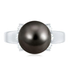 7.50 Carat Real Tahitian Black Pearl Solitaire Engagement Ring AAA - Rosec Jewels