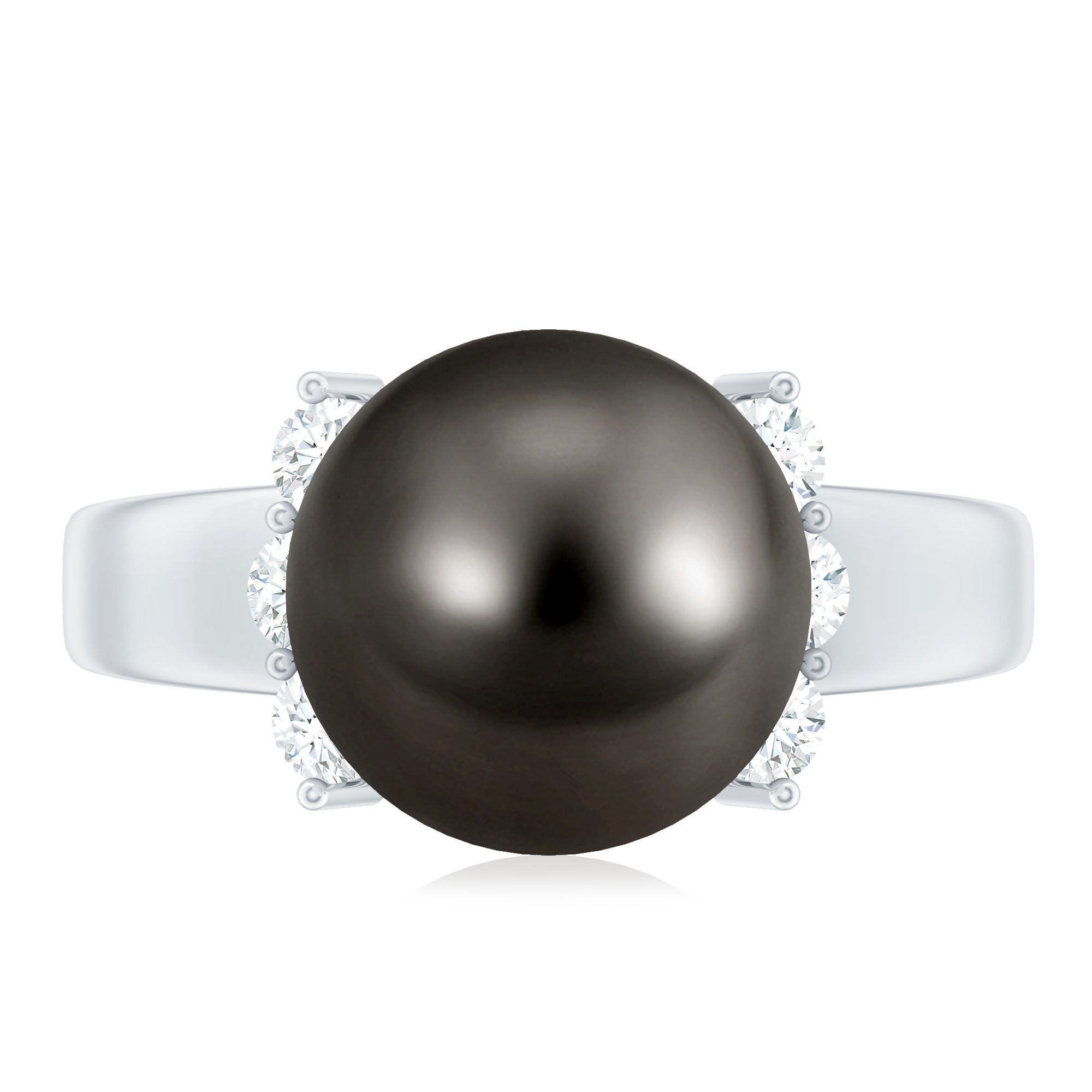 7.50 Carat Real Tahitian Black Pearl Solitaire Engagement Ring AAA - Rosec Jewels