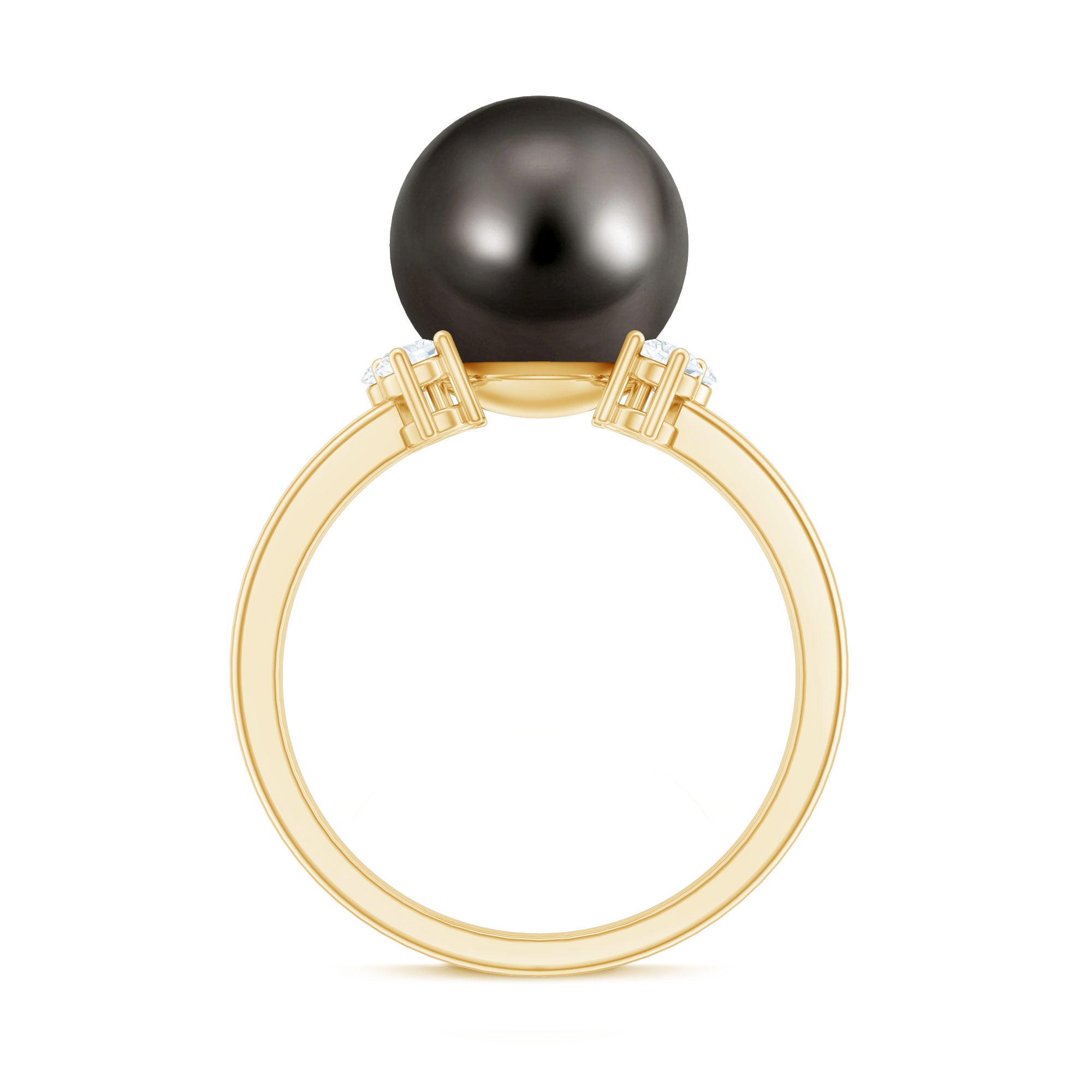 7.50 Carat Real Tahitian Black Pearl Solitaire Engagement Ring AAA - Rosec Jewels