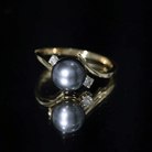 Rosec Jewels-Natural Tahitian Black Pearl Diamond Vintage Engagement Ring