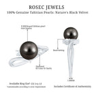 Rosec Jewels-Natural Tahitian Black Pearl Diamond Vintage Engagement Ring