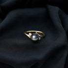 Rosec Jewels-Natural Tahitian Black Pearl Diamond Vintage Engagement Ring