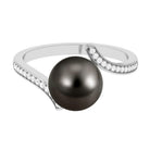 Rosec Jewels-Tahitian Pearl Bypass Engagement Ring with Diamond