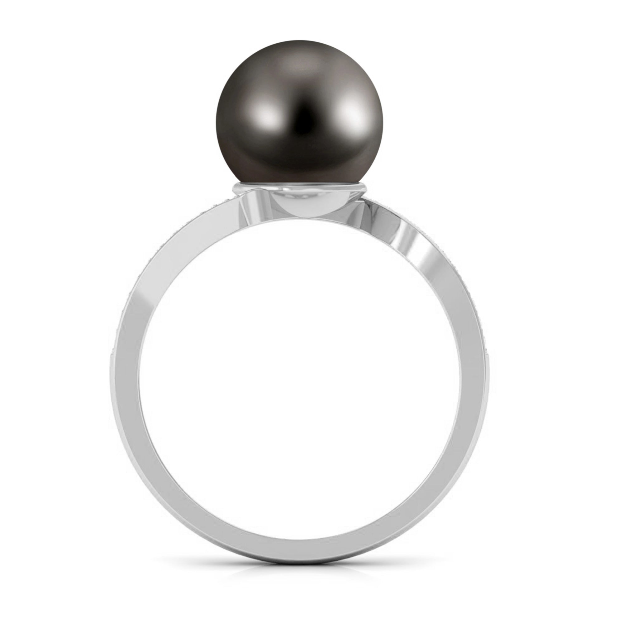 Rosec Jewels-Tahitian Pearl Bypass Engagement Ring with Diamond