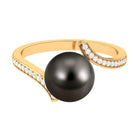 Rosec Jewels-Tahitian Pearl Bypass Engagement Ring with Diamond