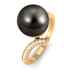 Rosec Jewels-Tahitian Pearl Bypass Engagement Ring with Diamond