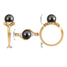 Bypass Tahitian Pearl Engagement Ring with Diamond Trio AAA - Rosec Jewels