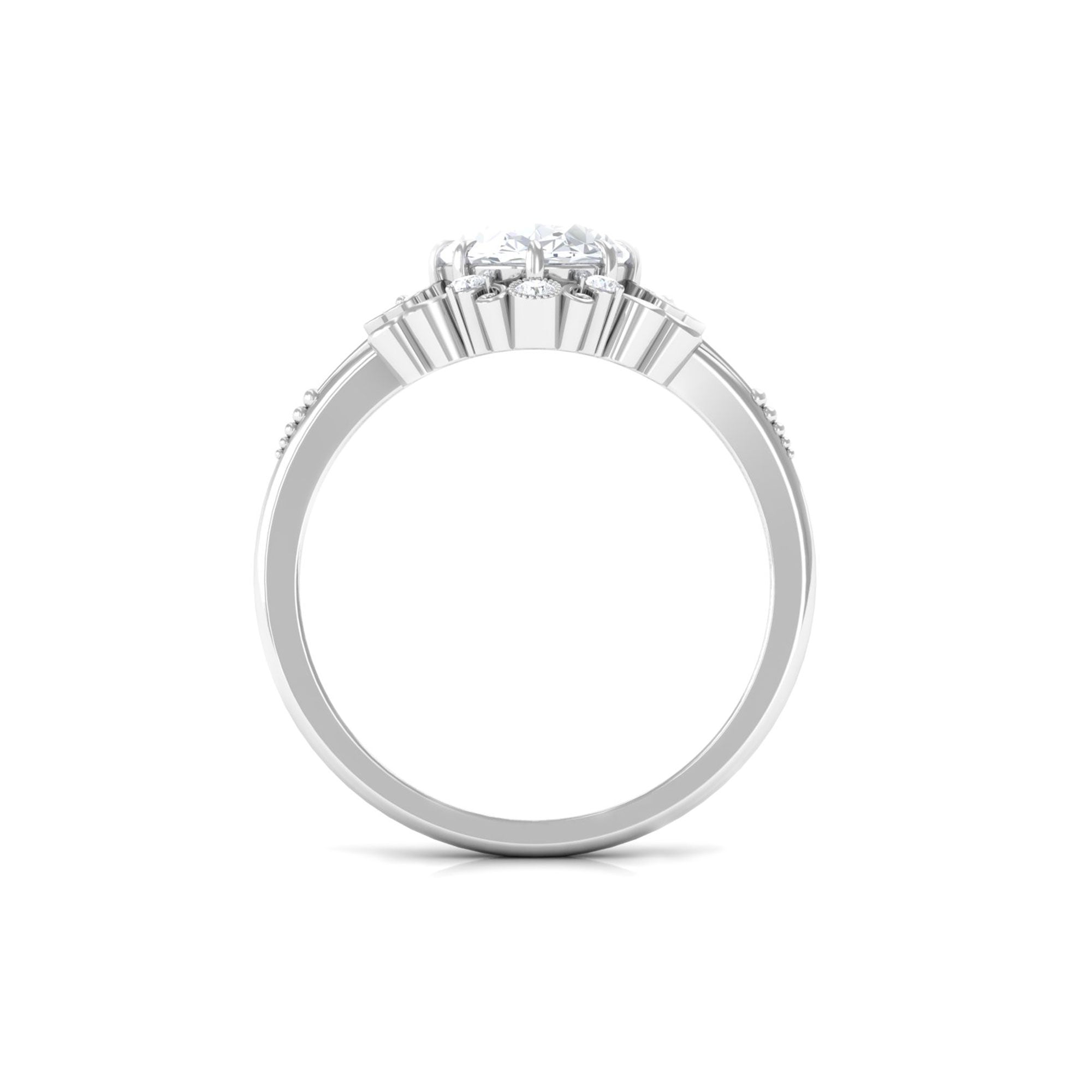 7X9mm Oval Cut Certified Moissanite Vintage Statement Ring D-VS1 - Rosec Jewels