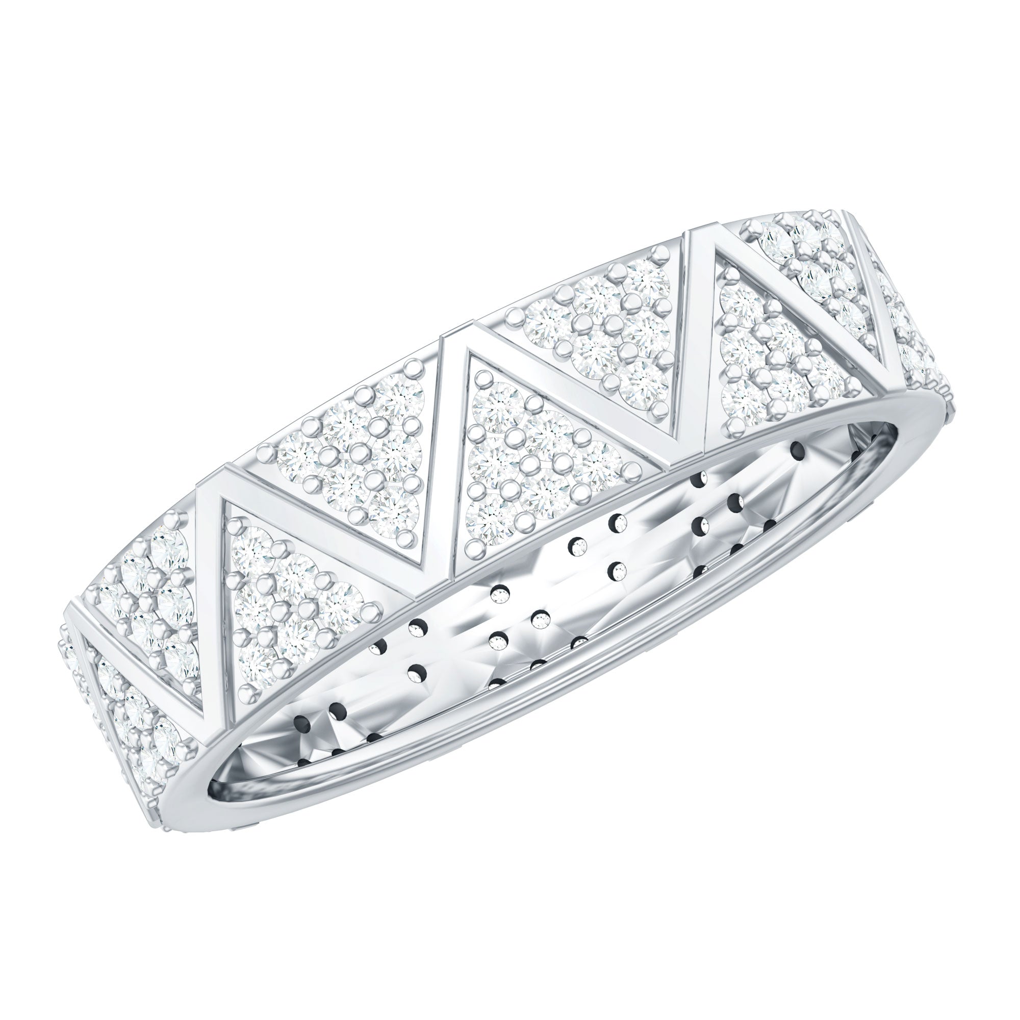 Natural Diamond Wide Wedding Band for Women Natural - ( HI-SI ) - Rosec Jewels