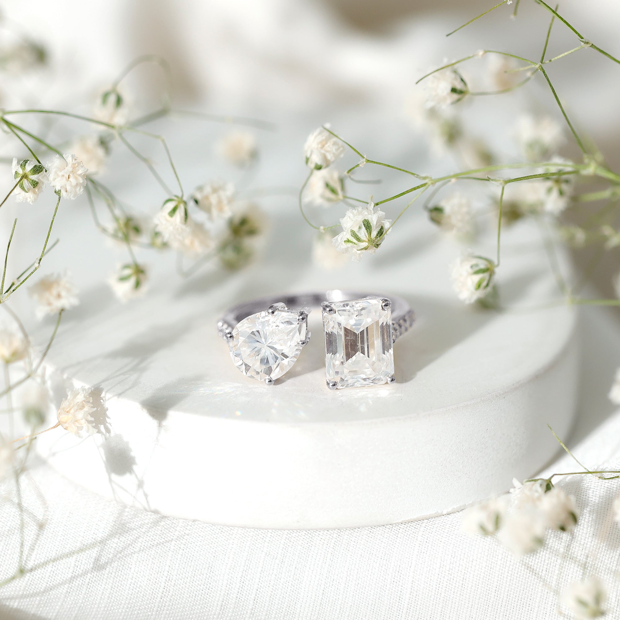 Rosec Jewels-Toi Et Moi Moissanite Engagement Ring for Women