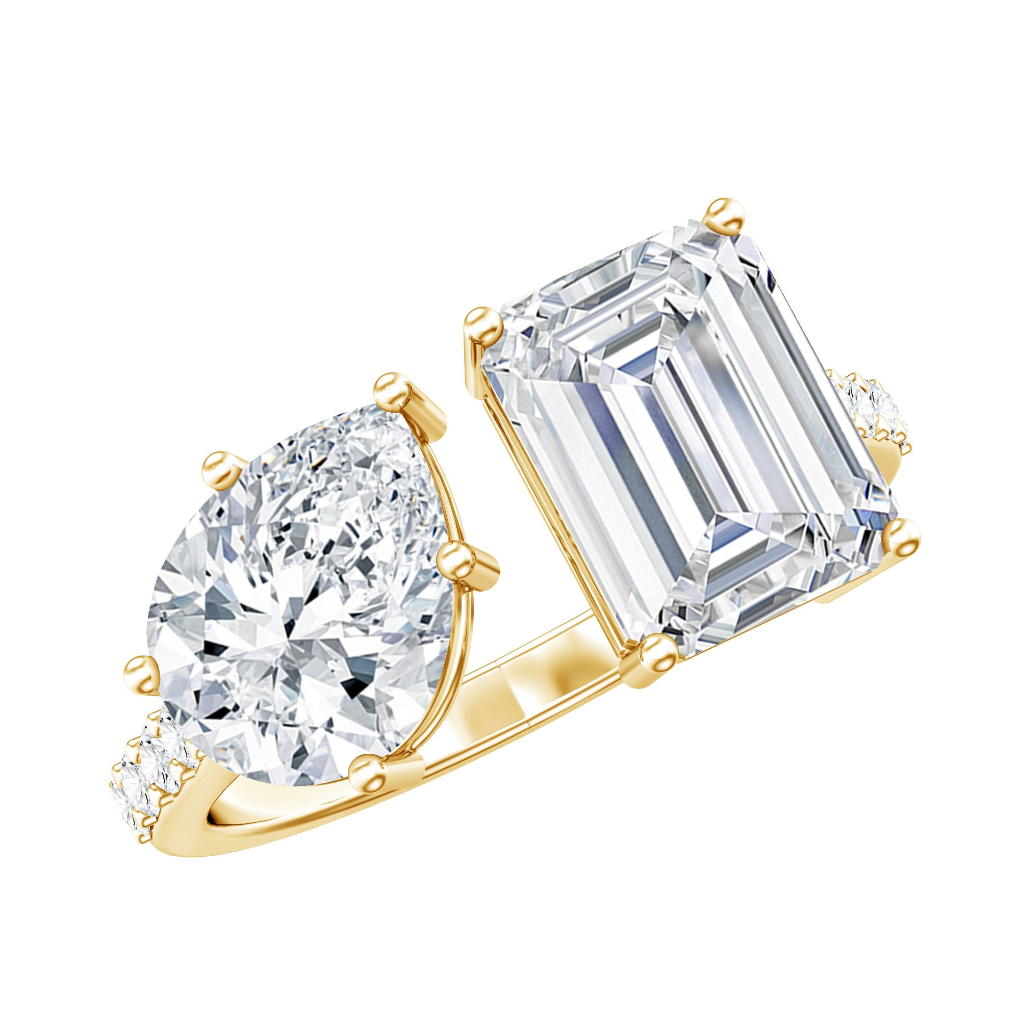 Rosec Jewels-Toi Et Moi Moissanite Engagement Ring for Women