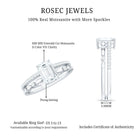Rosec Jewels-6X8 mm Emerald Cut Moissanite Solitaire Engagement Double Band Ring