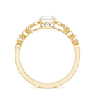Rosec Jewels-6X8 mm Emerald Cut Moissanite Solitaire Engagement Double Band Ring