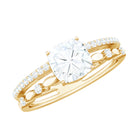 6mm Cushion Cut Moissanite Solitaire Double Band Engagement Ring D-VS1 - Rosec Jewels