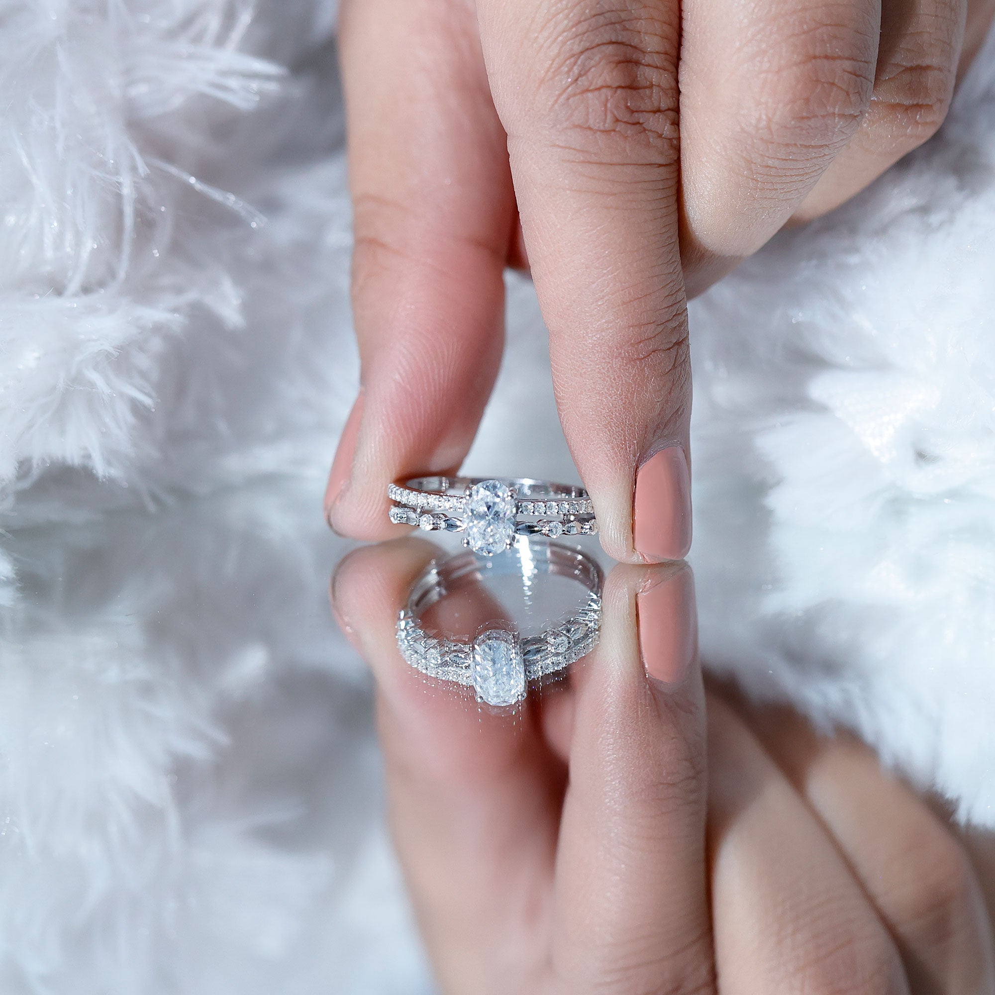 Rosec Jewels-Oval Cut Moissanite Engagement Ring For Women
