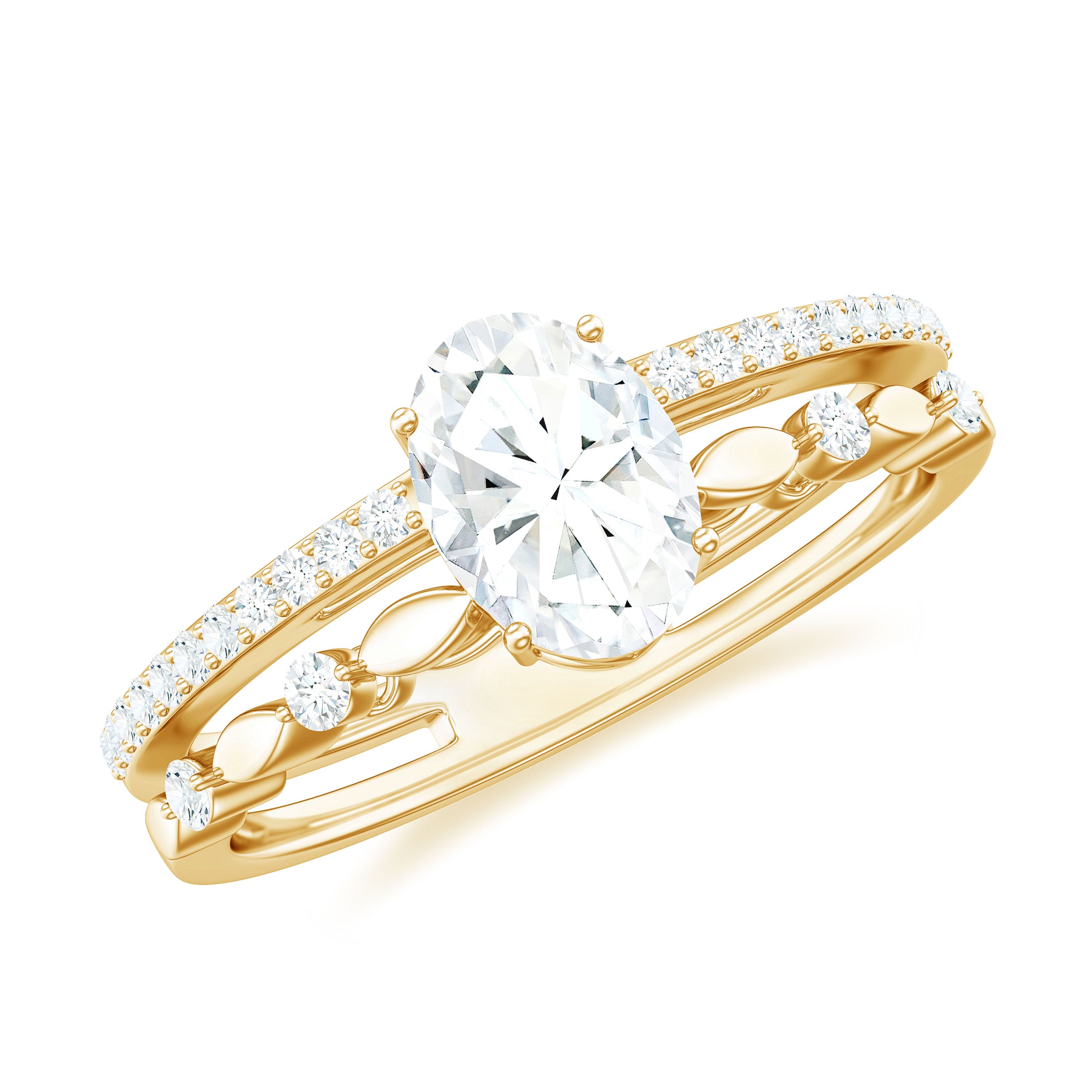 Rosec Jewels-Oval Cut Moissanite Engagement Ring For Women