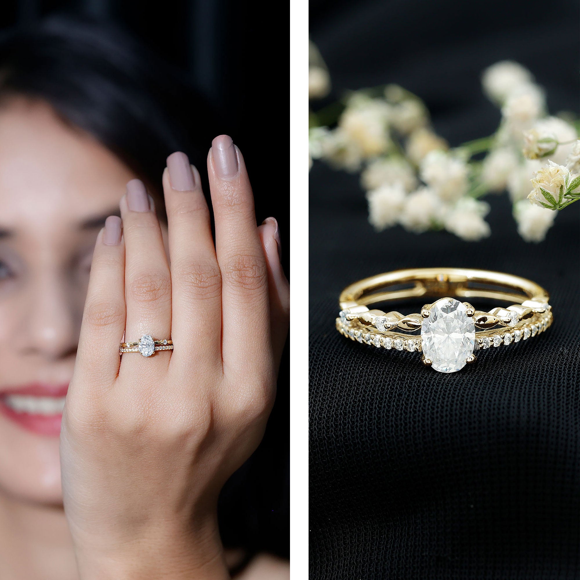 Rosec Jewels-Oval Cut Moissanite Engagement Ring For Women