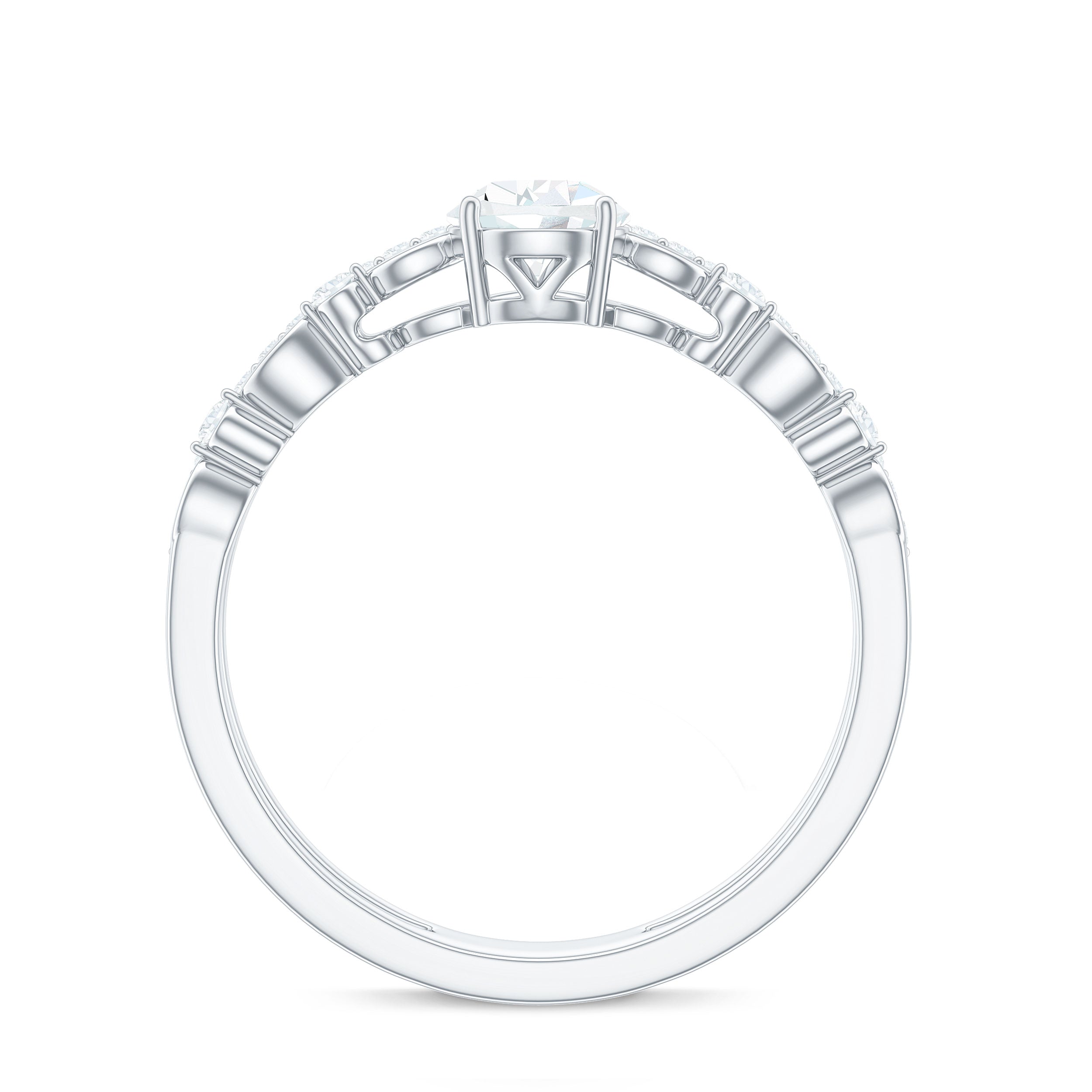 Pear Shaped Moissanite Double Band Engagement Ring D-VS1 - Rosec Jewels