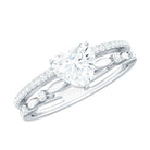 7 mm Heart Moissanite Solitaire Double Band Ring Set D-VS1 - Rosec Jewels