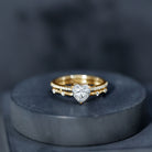 7 mm Heart Moissanite Solitaire Double Band Ring Set D-VS1 - Rosec Jewels