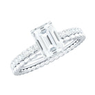 Certified 6X8mm Emerald Cut Moissanite Solitaire Engagement Ring D-VS1 - Rosec Jewels