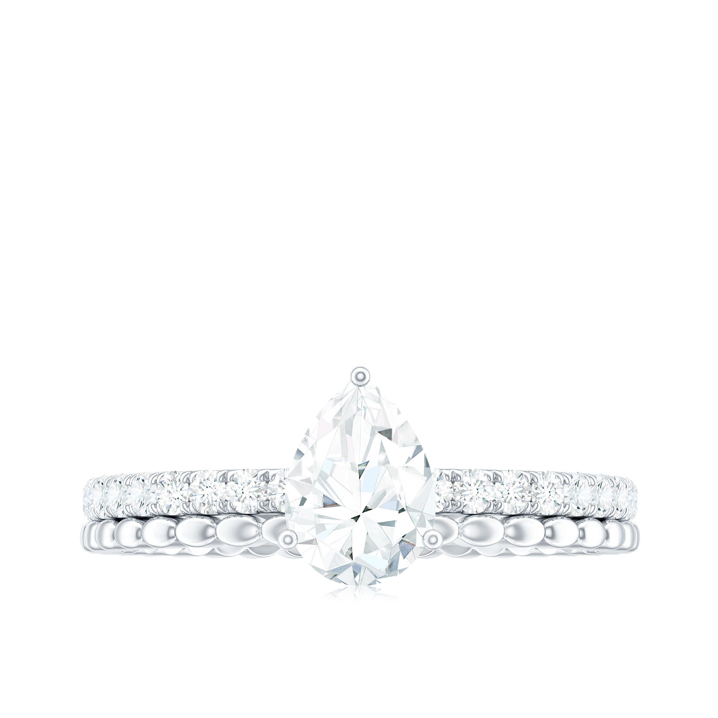 5X7mm Pear Cut Moissanite Solitaire Engagement Ring D-VS1 - Rosec Jewels