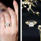 3 Carat Princess Cut Moissanite Solitaire Engagement Ring in Split Shank D-VS1 - Rosec Jewels
