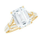 7x9 MM Emerald Cut Moissanite Split Shank Engagement Ring for Women D-VS1 - Rosec Jewels