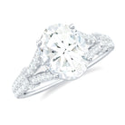 Rosec Jewels-7X9 mm Oval Cut Moissanite Statement Engagement Ring with Split Shank