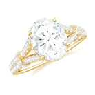 Rosec Jewels-7X9 mm Oval Cut Moissanite Statement Engagement Ring with Split Shank