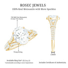 Rosec Jewels-7X9 mm Oval Cut Moissanite Statement Engagement Ring with Split Shank