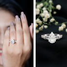 Rosec Jewels-Pear Shaped Moissanite Solitaire Engagement Ring in Split Shank