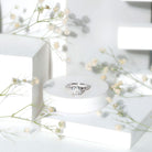Rosec Jewels-Round Cut Moissanite Solitaire Engagement Ring with Side Stones