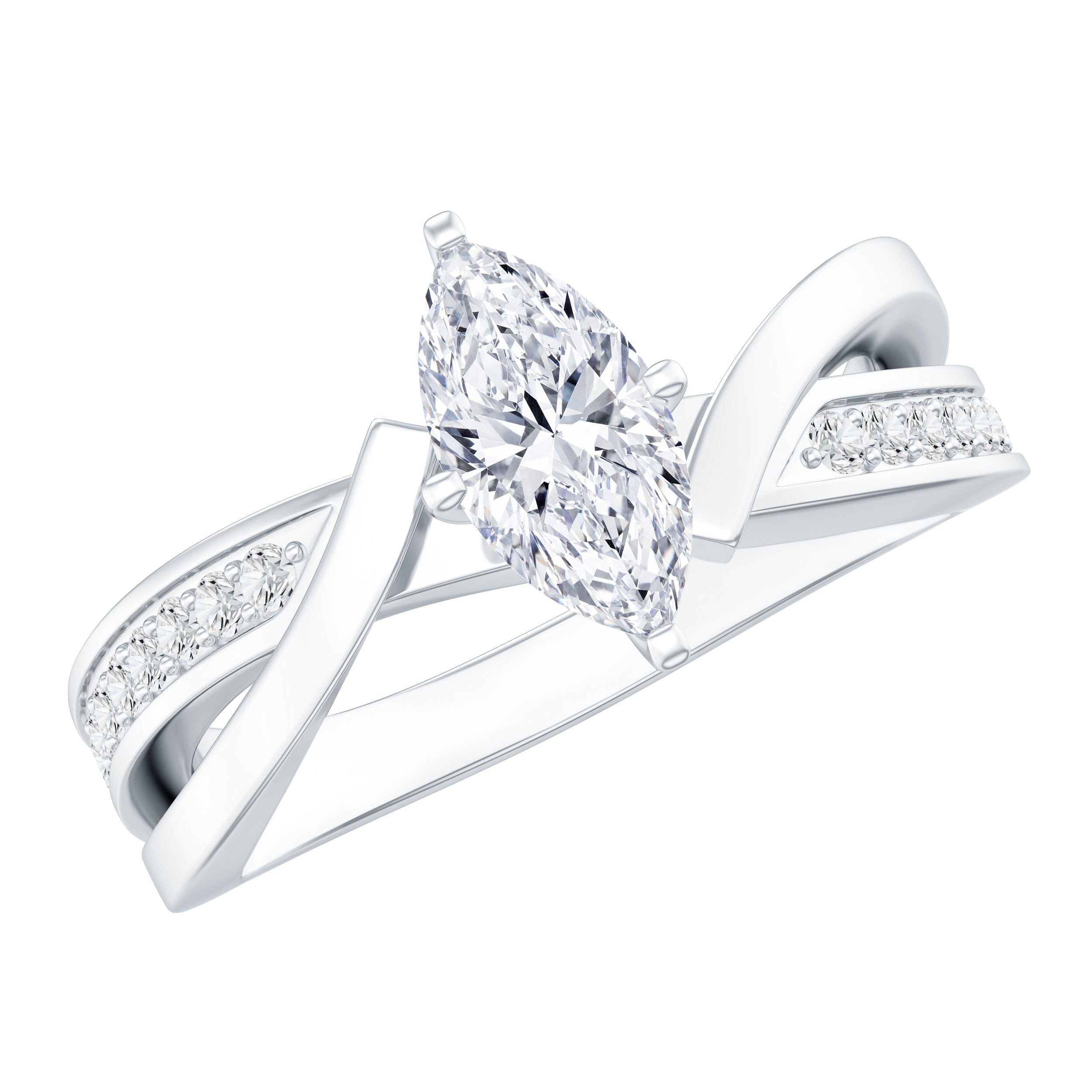Certified Moissanite Marquise Cut Engagement Ring For Women D-VS1 - Rosec Jewels