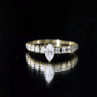 Rosec Jewels-Marquise Moissanite Solitaire Engagement Ring with Side Stones