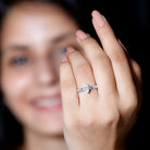 Rosec Jewels-Marquise Moissanite Solitaire Engagement Ring with Side Stones