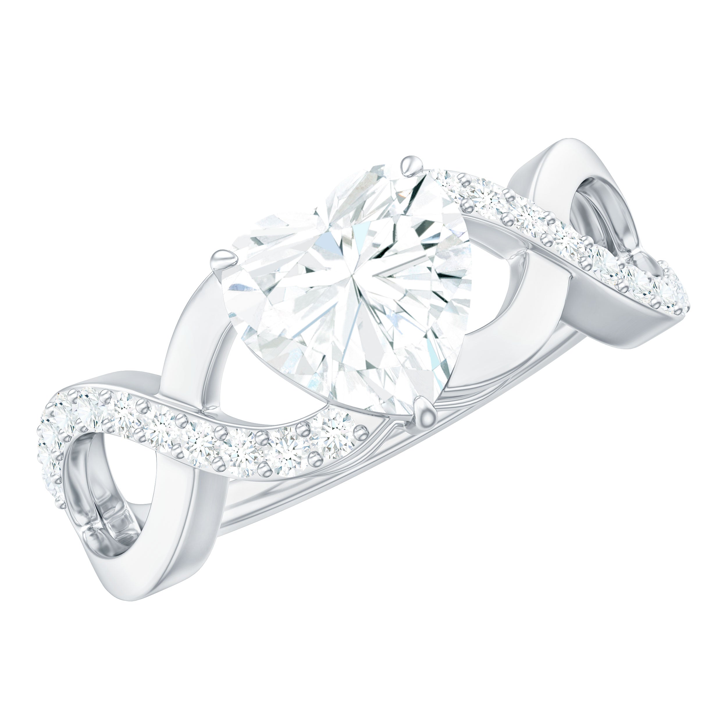 Heart Shape Certified Moissanite Infinity Style Engagement Ring