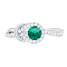 Rosec Jewels-Lab Created Emerald Infinity Promise Ring With Diamond