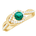 Rosec Jewels-Lab Created Emerald Infinity Promise Ring With Diamond