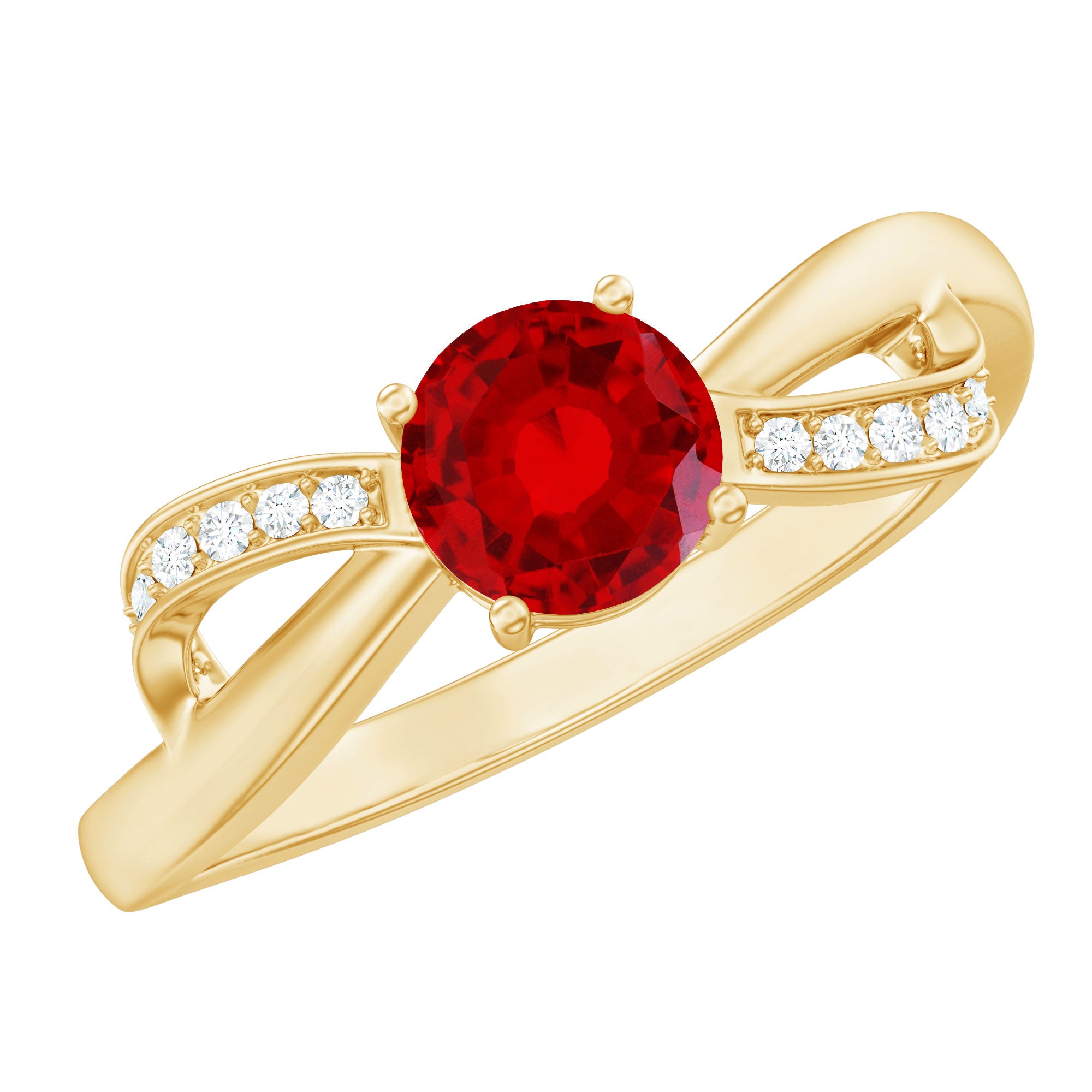 Certified Lab Grown Ruby Proposal Ring With Diamond AAAA - Rosec Jewels
