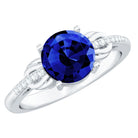 Certified 2.7 Carat Lab Grown Blue Sapphire Diamond Engagement Ring for Women AAAA - Rosec Jewels