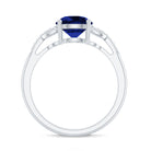 Certified 2.7 Carat Lab Grown Blue Sapphire Diamond Engagement Ring for Women AAAA - Rosec Jewels