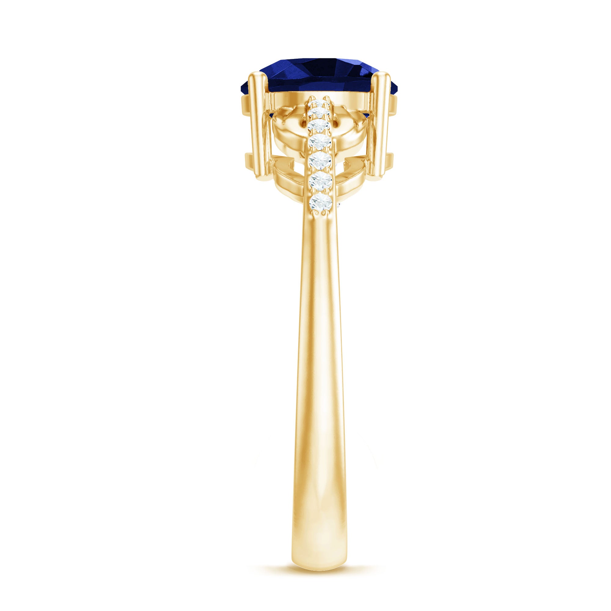 Certified 2.7 Carat Lab Grown Blue Sapphire Diamond Engagement Ring for Women AAAA - Rosec Jewels