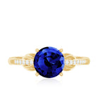 Certified 2.7 Carat Lab Grown Blue Sapphire Diamond Engagement Ring for Women AAAA - Rosec Jewels