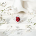 Vintage Inspired Lab Grown Ruby and Diamond Engagement Ring AAAA - Rosec Jewels