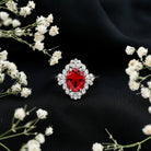 Vintage Inspired Lab Grown Ruby and Diamond Engagement Ring AAAA - Rosec Jewels