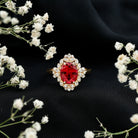 Vintage Inspired Lab Grown Ruby and Diamond Engagement Ring AAAA - Rosec Jewels