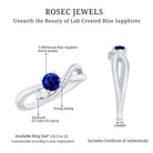 Certified 0.6 Carat Lab Grown Blue Sapphire Diamond Promise Ring for Women AAAA - Rosec Jewels